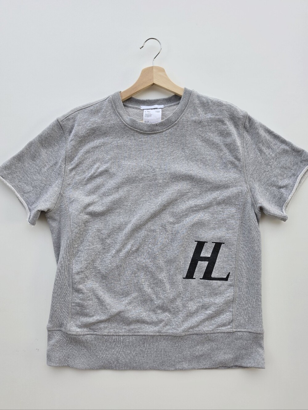 Helmut Lang HL Logo Grey Short Sleeve Crewneck Sweatshirt Tee